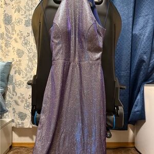 David's Bridal Glittering Purple Prom Dress